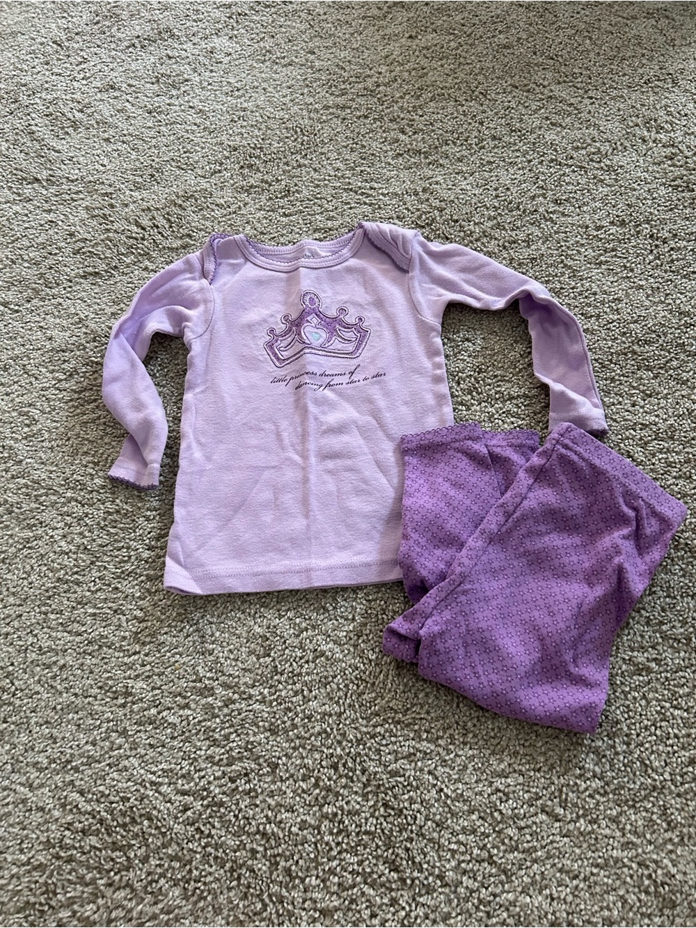 Carters 18 Month Purple Princess Long Sleeve Pajama Set